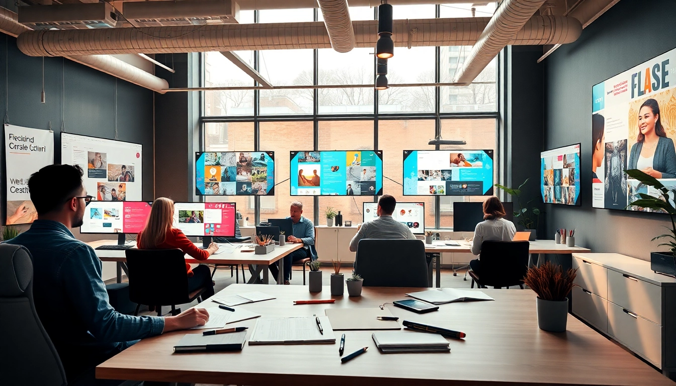 Webdesign Braunschweig mit kreativen Designern in einem modernen Büro.