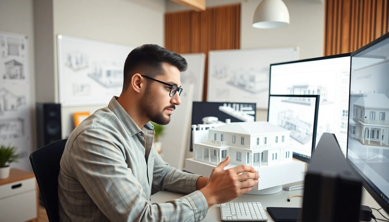 3D Visualisierung erstellen mit einem Architekten in einem modernen Studio.