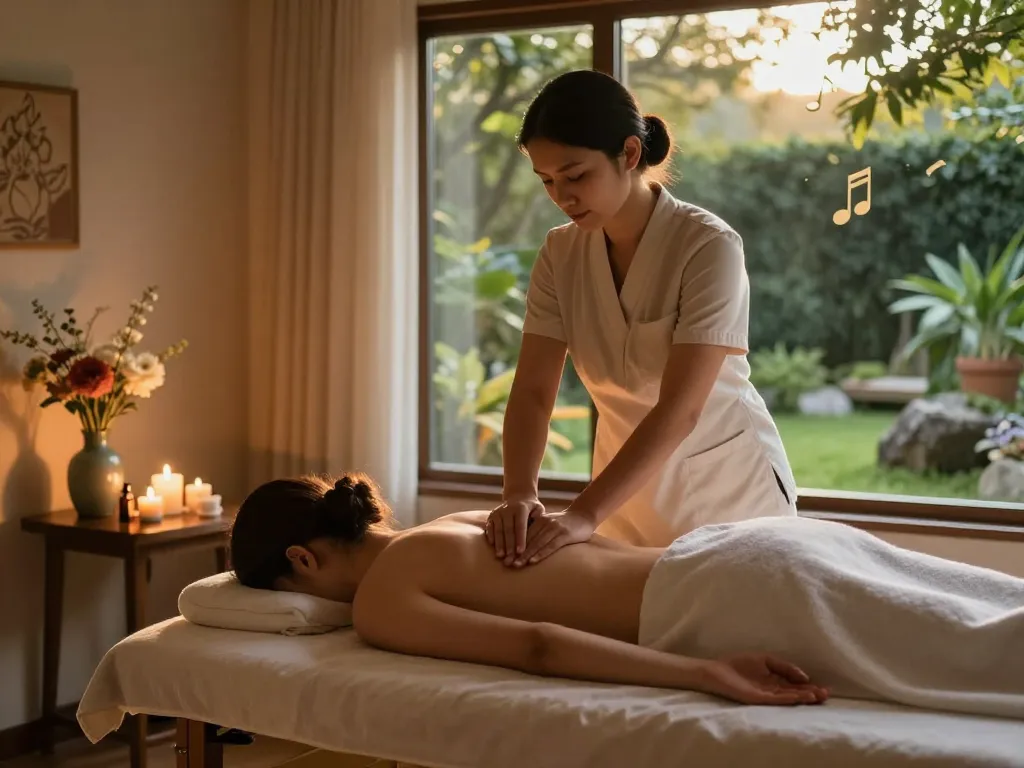 Relaxing Swedish massage session at a wellness spa featuring 역삼동마사지 in a serene environment.
