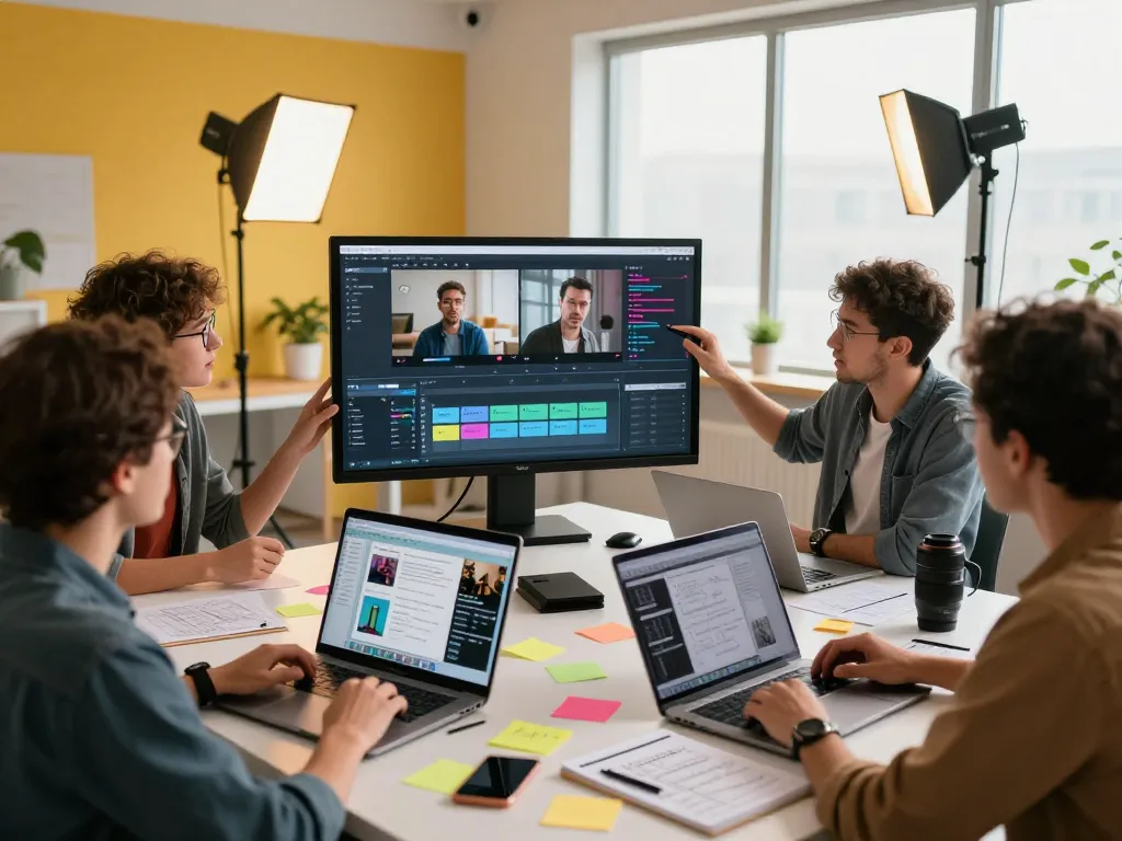 Creators using seedance 2.0 for video production in a modern workspace
