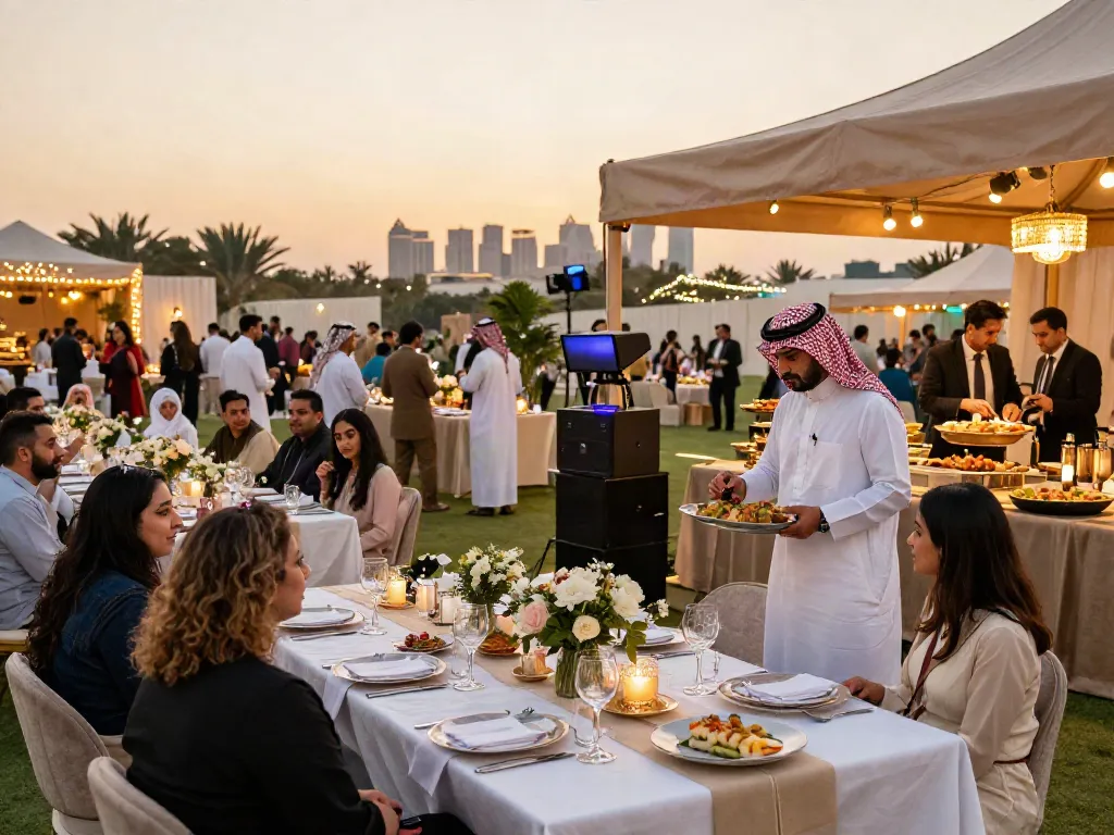 Event rental ksa showcases luxurious outdoor event decorations and elegant furnishings in Saudi Arabia.