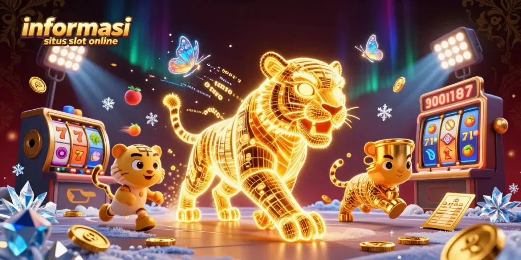 menang di informasi situs slot online dengan simbol mesin slot dan harimau neon