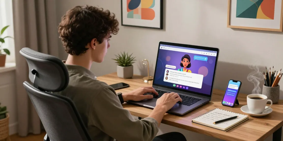 Engaging in uncensored nsfw ai chat in a modern workspace.