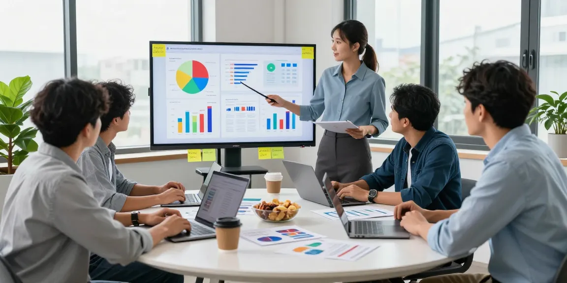seanbowieforaz marketing team collaborates on innovative strategies in a vibrant office setting with data insights.