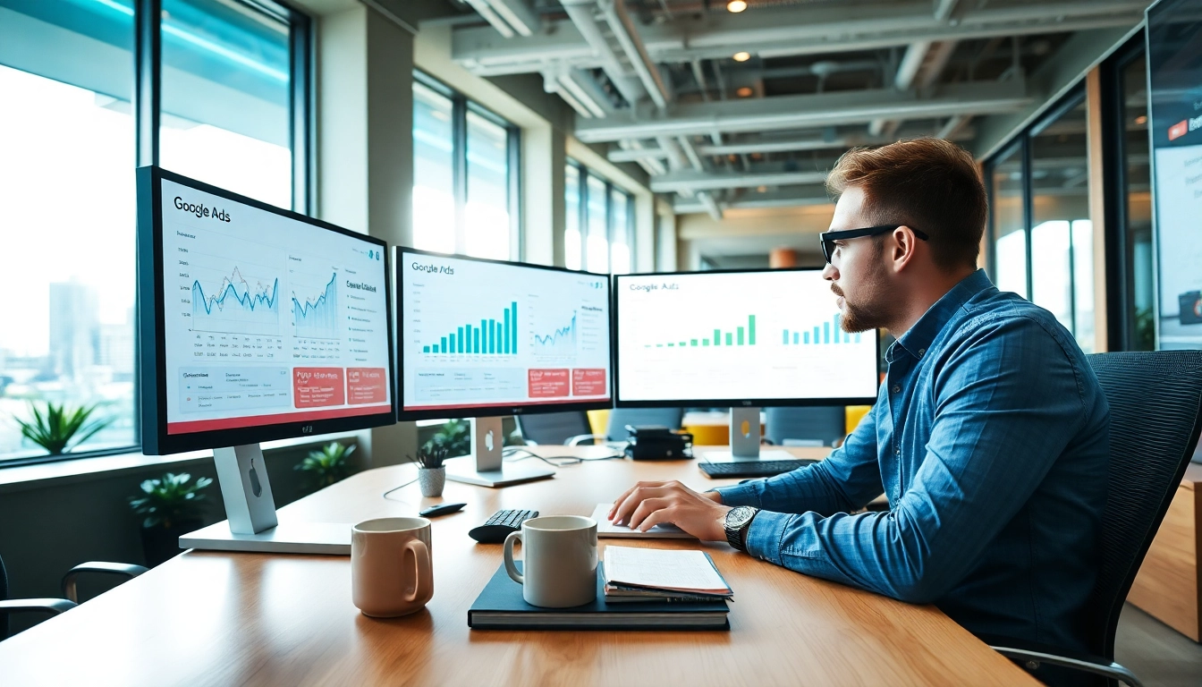 Optimize google ads edmonton campaign performance with expert analysis in a vibrant office.