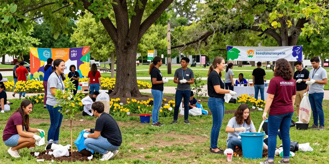 A diverse group participating in community service at dofdmenno.org event, showcasing vibrant collaboration.