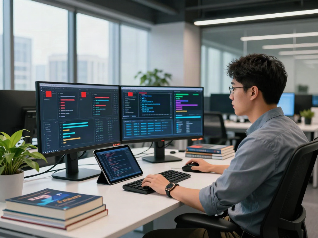 Cybersecurity workspace with analyst monitoring threats, focusing on bro138.
