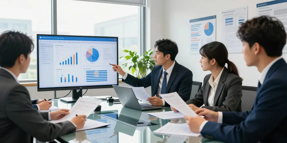 Document fraud detection solution in a corporate workspace with professionals analyzing data and discussing security measures.