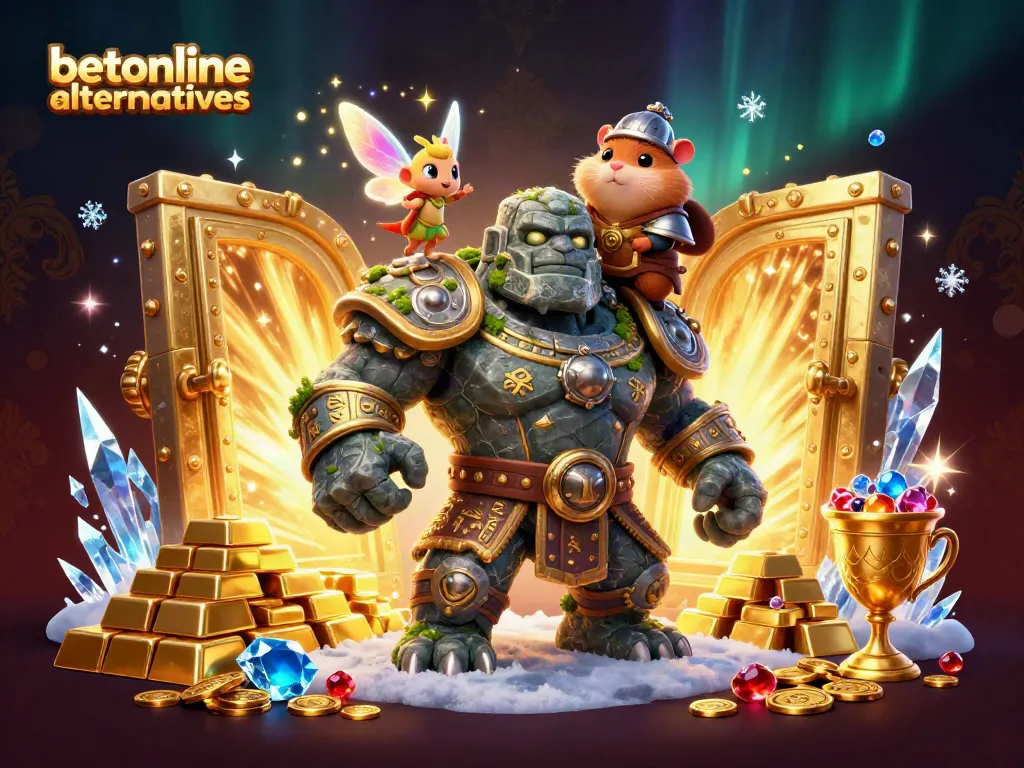 Experience thrilling adventures with betonline alternatives featuring a golem guardian and treasures.