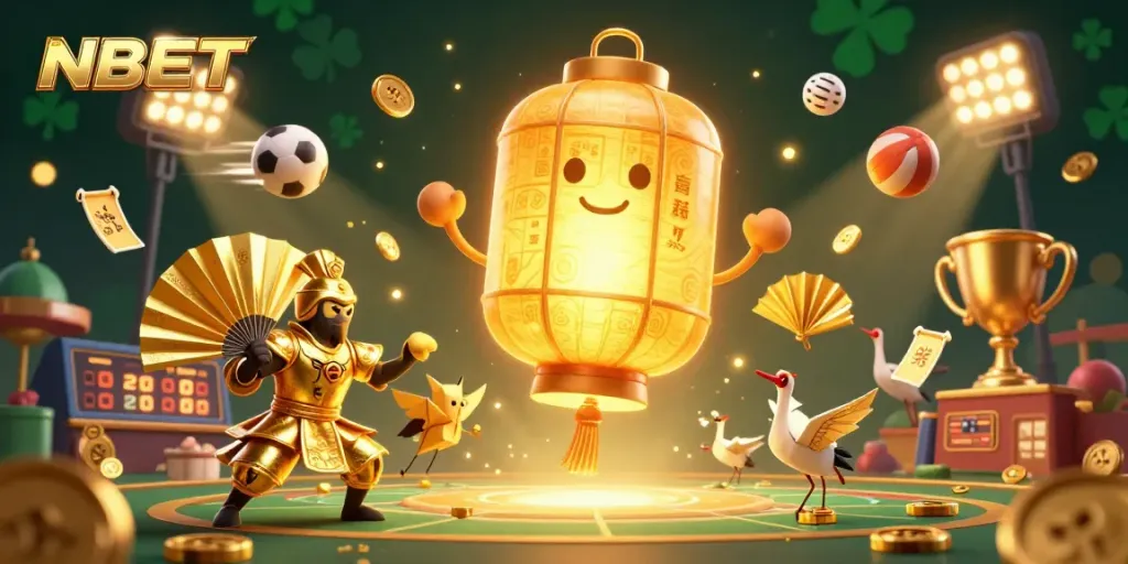 Experience thrilling action at NBET with vibrant spirits and dynamic sports elements in a rich casino scene.