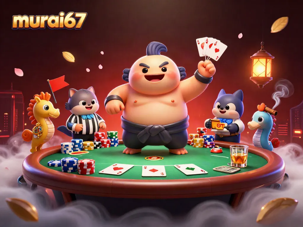 Experience thrilling poker action with murai67 underwater characters in a vibrant casino scene.