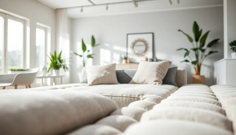 Plush sofa beds styled in a modern living room with elegant decor and natural lighting.