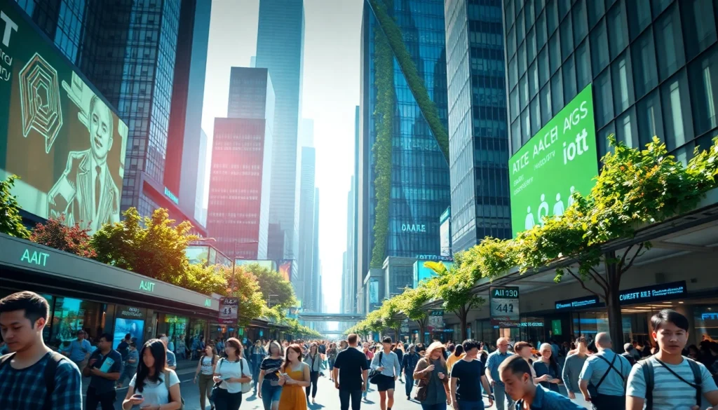 Showcasing a futuristic city where technology meets humanity at https://mohamedmmblog.tech.