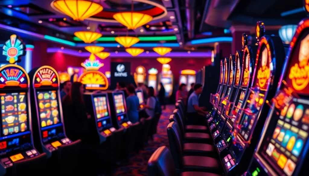 Menang dengan link slot gacor pada mesin slot berkilauan di kasino yang meriah.