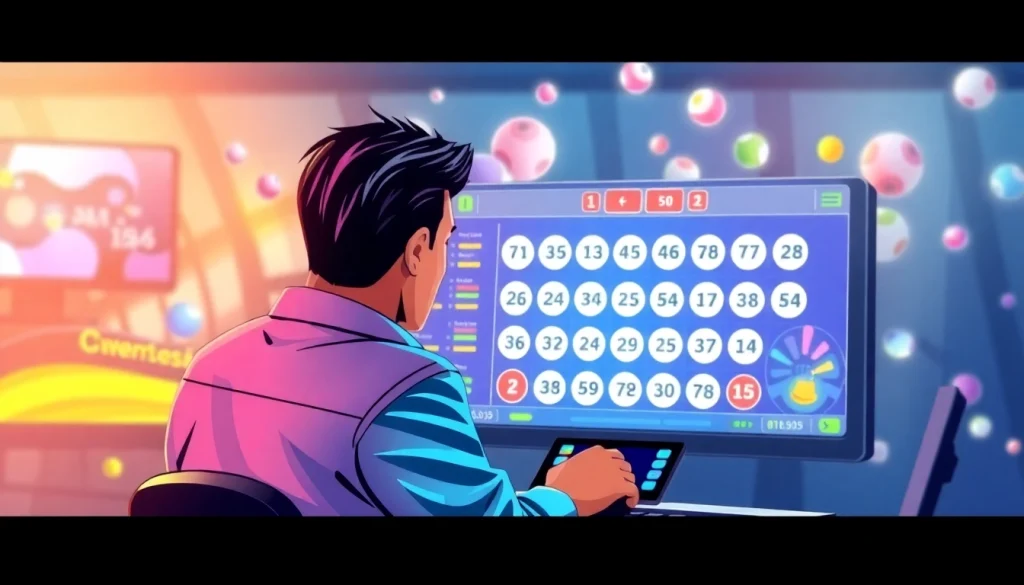 Menggambarkan bandar togel online yang menarik dengan pengguna yang terlibat di platform digital.