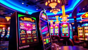 Menangkan permainan batman138 slot dengan tampilan mesin slot yang berwarna-warni dan atmosfer kasino yang energik.