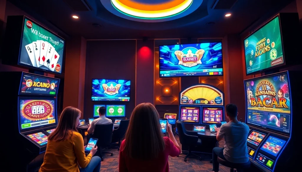 Vibrant gaming scene with players enjoying online bets at xx88.pizzza