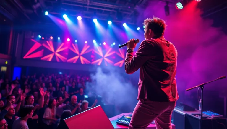 Koralive performer engaging the audience with dynamic energy during a live show.