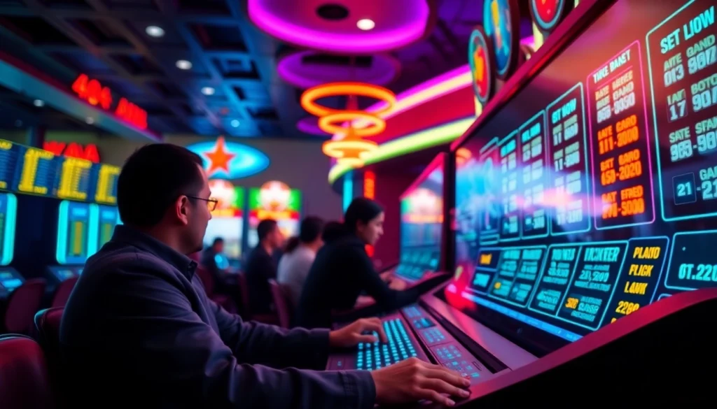 Bermain bandar toto macau dengan antusiasme tinggi dalam suasana neon yang berkilauan.