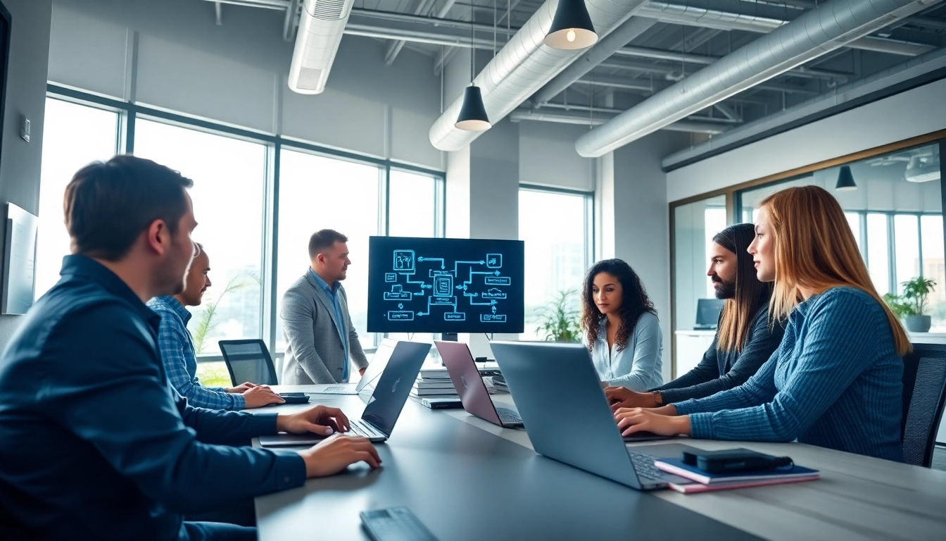 Small Business IT Support Tampa team collaborating in a modern office environment.