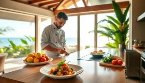 Experience a private chef St Martin creating exquisite dishes in a luxurious villa setting.
