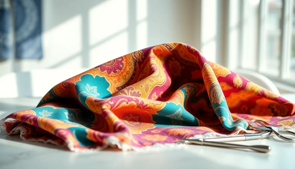 Wafel katoen met kleurrijke patronen prachtig gepresenteerd voor een creatieve stoffenomgeving.