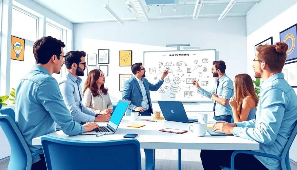 Engaged marketing team strategizing innovative solutions with Good Wolf Marketing insights.