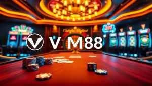 Experience the thrill of online gambling at VM88 with vibrant casino visuals.