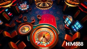 Experience thrilling gaming action at HM88 with vibrant casino tables and exciting slot machines.