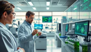 A modern cannabinoid research laboratory showcasing the analysis of win55 compounds in a professional setting.