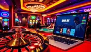 Experience the excitement of SN888 at a luxurious casino with vibrant tables and engaging gameplay.