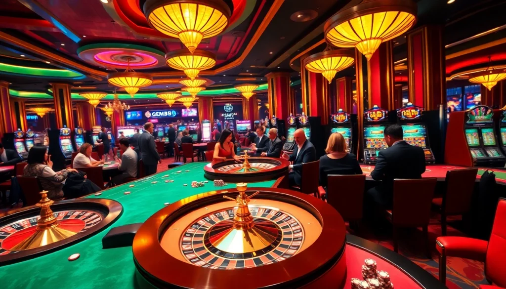 Gem88 players engaging at luxurious casino tables showcasing exciting gaming experiences.