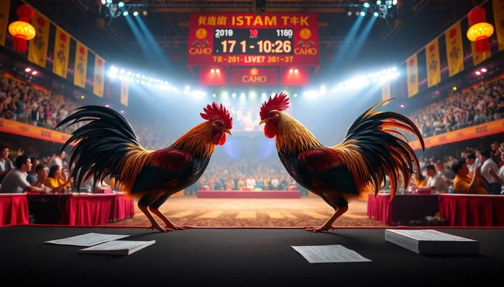 Experience the thrill of đá gà C168 in a vibrant rooster fighting arena with live betting excitement.