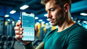 Calculate your TDEE calculator usage with a fitness app in a bright gym