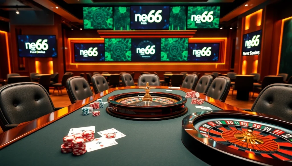 Experience thrilling gameplay at new 66 with vibrant chips and professional poker tables under luxury lighting.