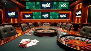 Experience thrilling gameplay at new 66 with vibrant chips and professional poker tables under luxury lighting.