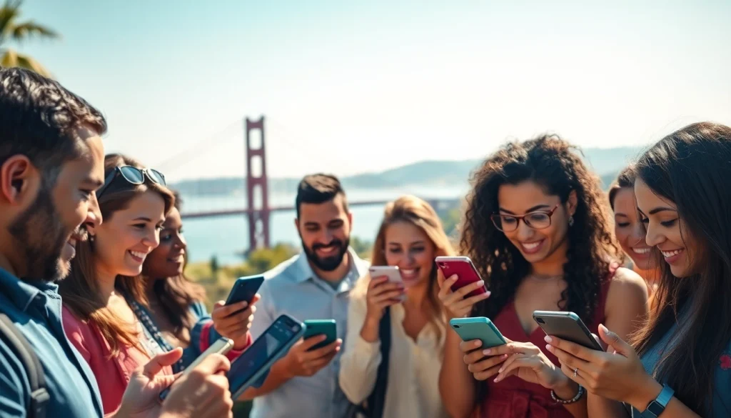 People engaging in sports betting California apps against a sunny Californian backdrop.