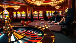 Players immersed in the thrill of gambling at XX88 casino tables with poker chips and roulette wheel.