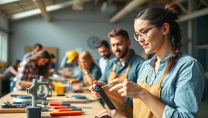 Students practicing skills at an abc trade school workshop, showcasing hands-on training and professional growth.