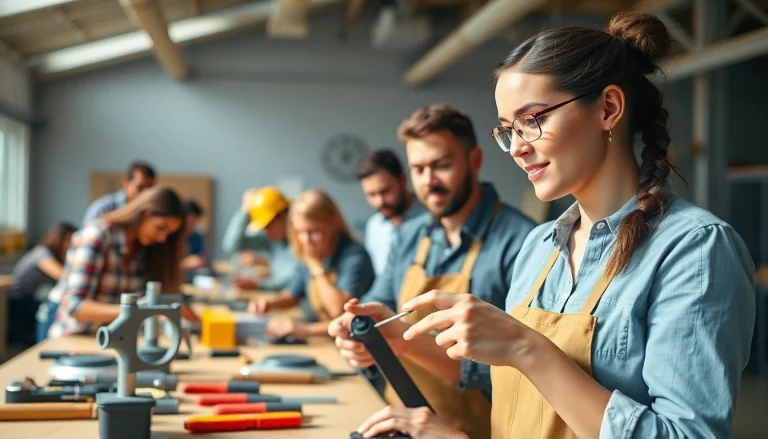 Students practicing skills at an abc trade school workshop, showcasing hands-on training and professional growth.