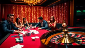 Experience excitement at GO8's high-stakes table games with vibrant poker chips.