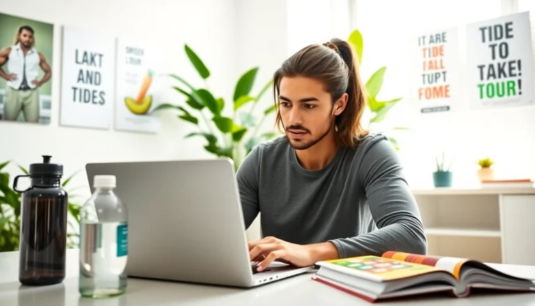 Calculate your Total Daily Energy Expenditure using a TDEE calculator on a laptop in a bright home office.