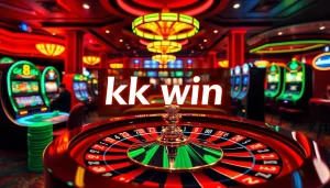 Experience the thrill of kk win at an upscale casino with spinning roulette, poker chips, and vibrant slot machines.