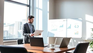 SMSF set up consultation session with a financial consultant in a modern office.