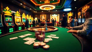 Experience the thrill of 389WIN at an exhilarating casino table with poker chips and cards.