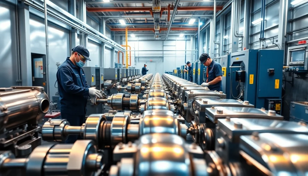 Zinc nickel plating Malaysia: Modern electroplating facility showcasing workers and processes.