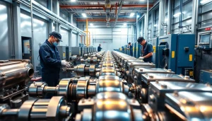 Zinc nickel plating Malaysia: Modern electroplating facility showcasing workers and processes.