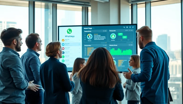 Visual representation of What is a CRM for WhatsApp showing a business team discussing customer interactions.