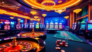 Experience the thrill of online gambling at https://789fcom.asia/ with vibrant casino tables and slot machines.