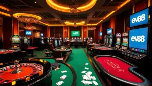 Experience the thrill of ev88 gaming with engaging casino tables and vibrant slot machines.